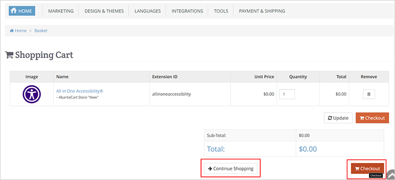 abantecart wcag web accessibility