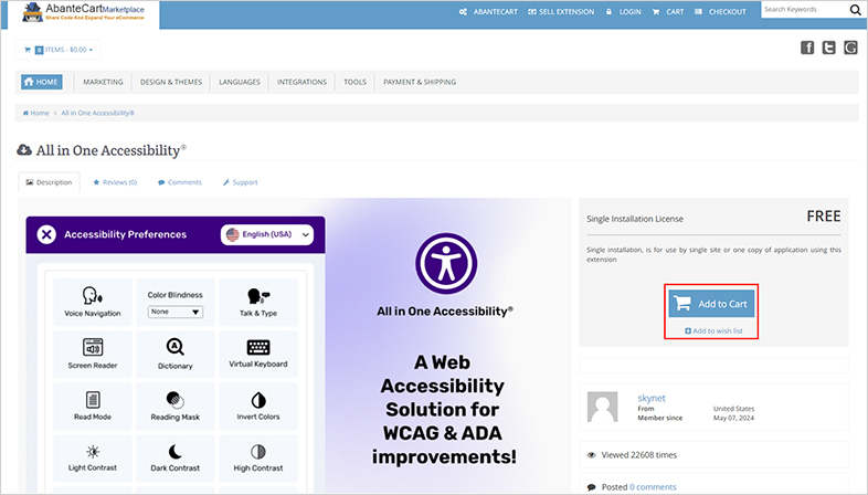 abantecart website accessibility remediation