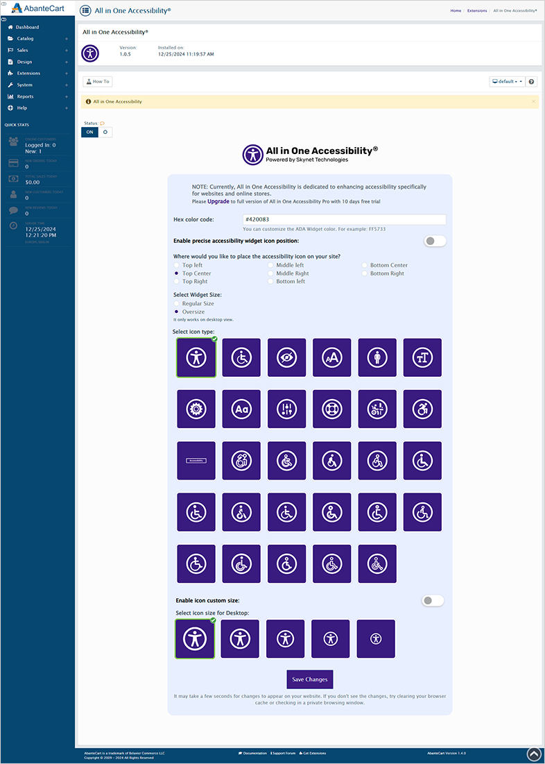 ada accessible abantecart website