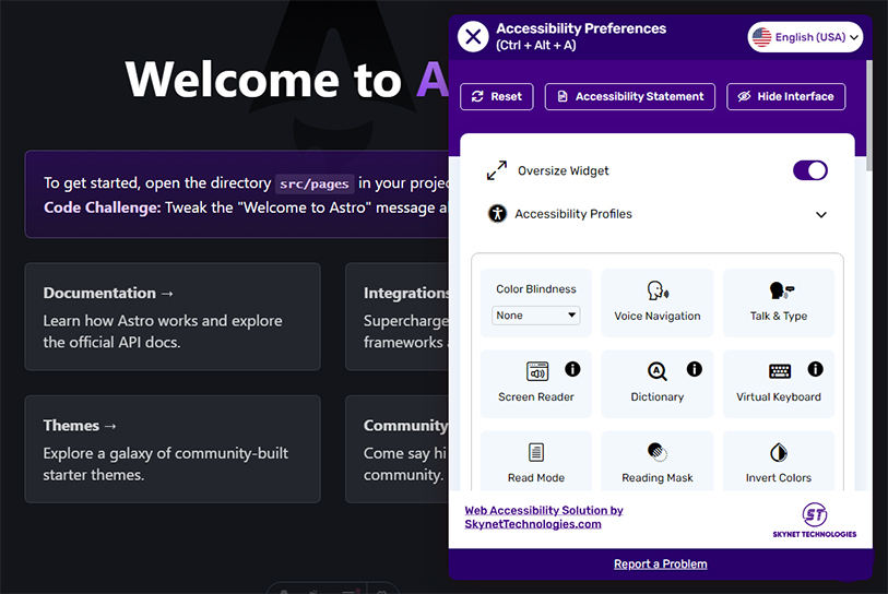 astro all in one accessibility