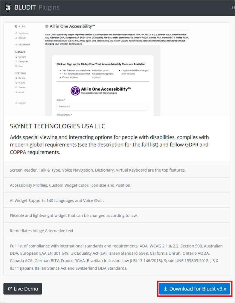 bludit-cms website accessibility remediation