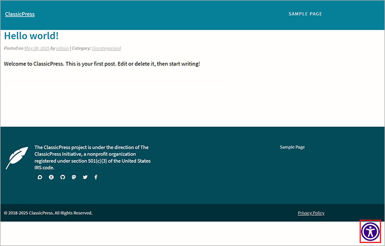 classicpress all in one accessibility