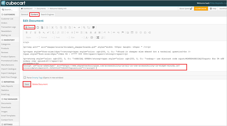 cubecart-cms wcag web accessibility