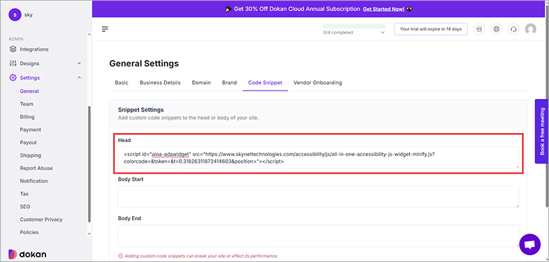 dokan all in one accessibility