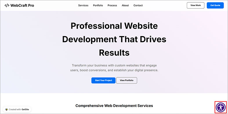 ada accessible getsite website