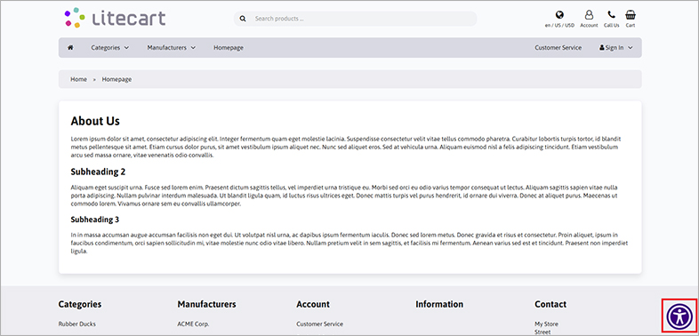 accessible litecart accessible website design
