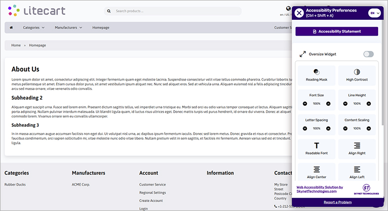 ada accessible litecart website