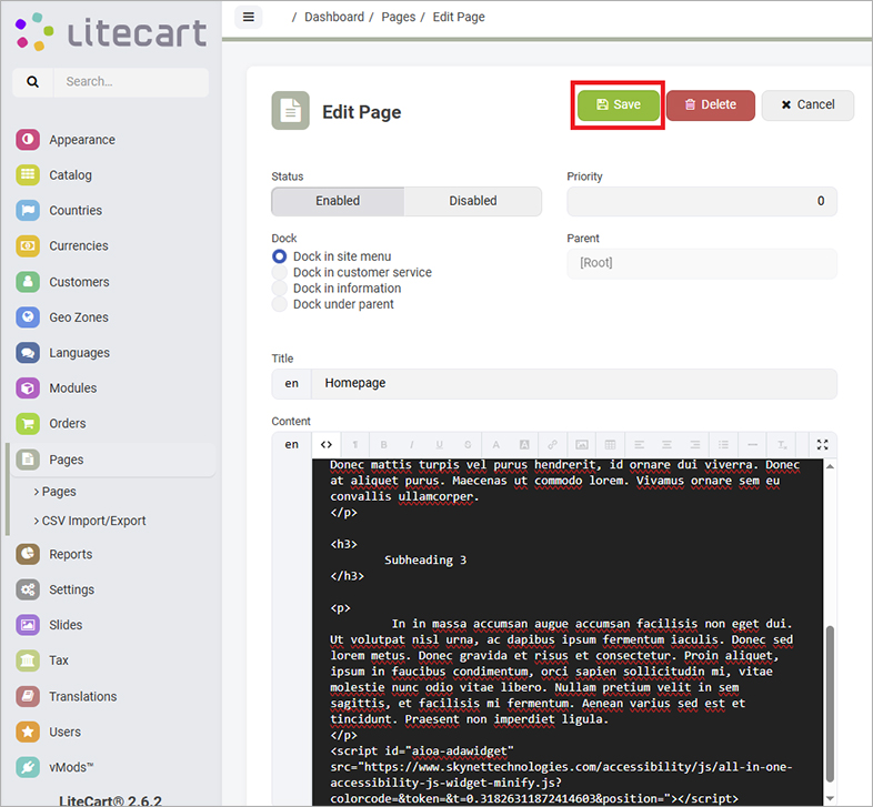 litecart accessible website design