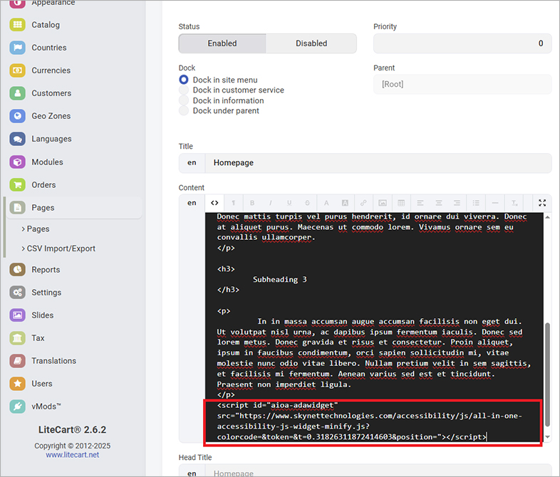litecart all in one accessibility