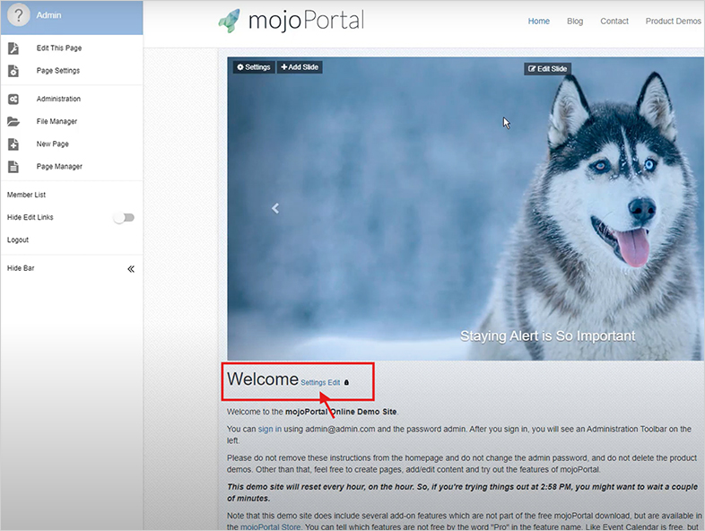 mojoportal wcag web accessibility