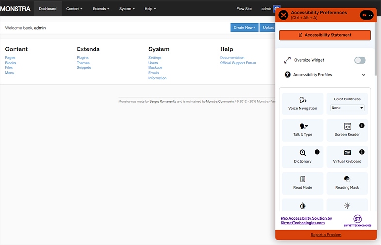 monstra ada website accessibility