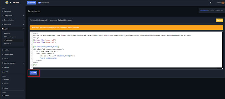nameless accessible website design