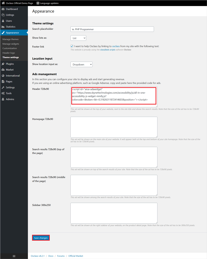 osclass ada website accessibility