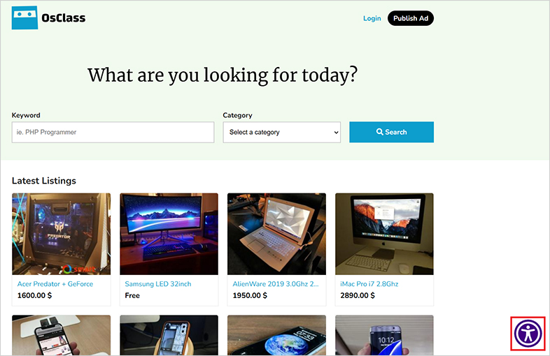 osclass all in one accessibility