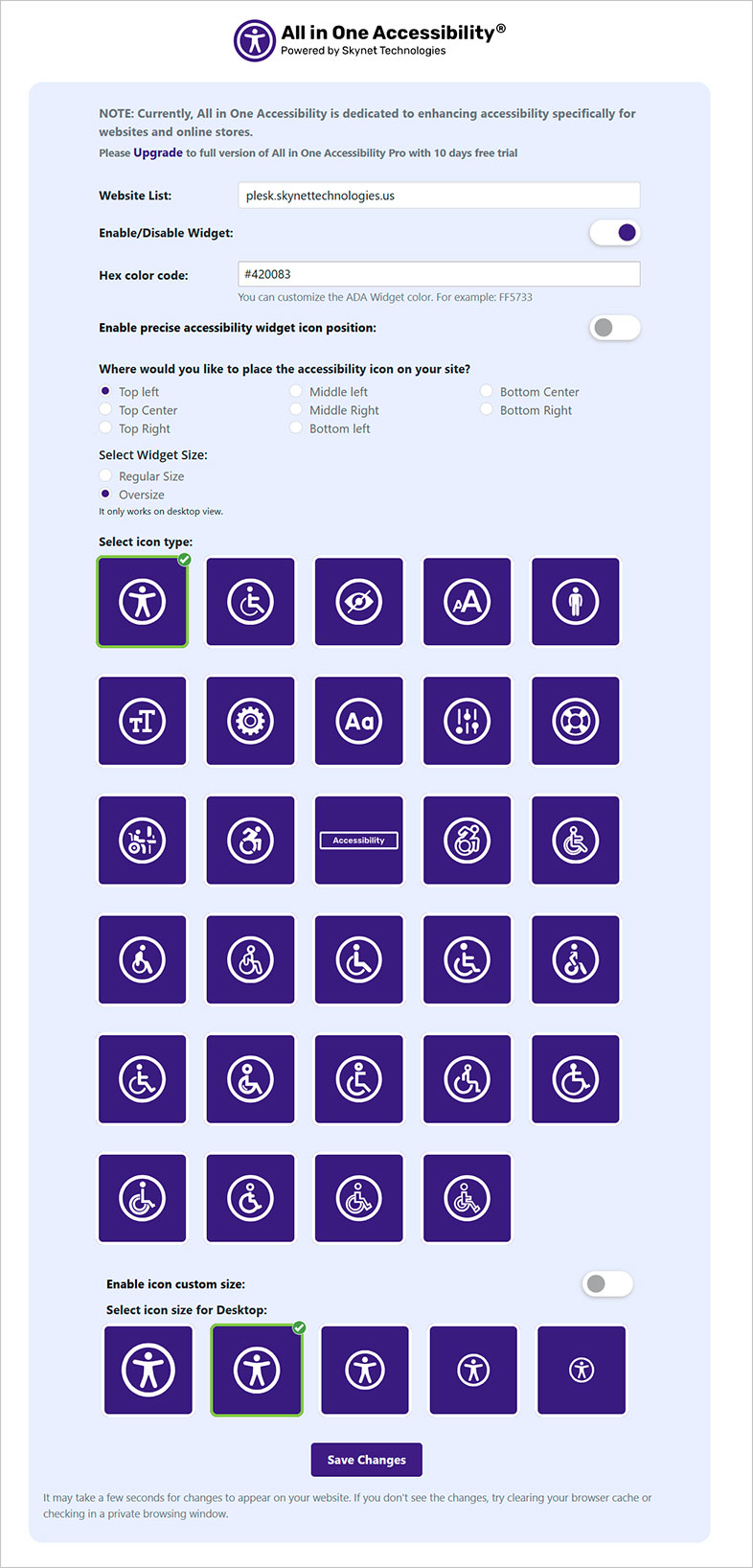plesk accessible website design