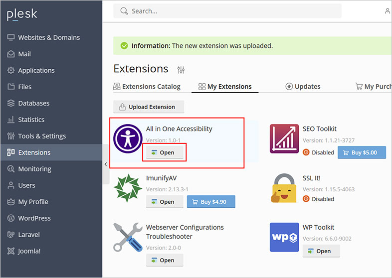 plesk all in one accessibility
