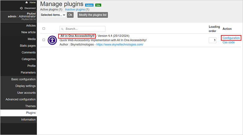 pluxml ada website accessibility