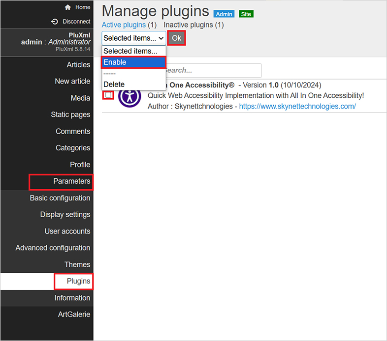 pluxml wcag web accessibility
