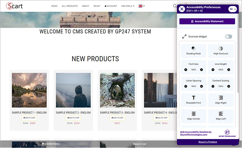 accessible s-cart accessible website design