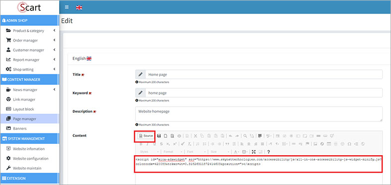 s-cart ada website accessibility