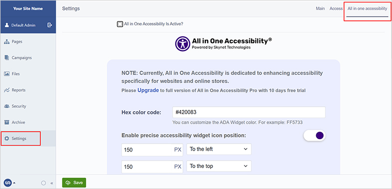 silverstripe all in one accessibility