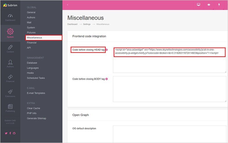 subrion wcag web accessibility