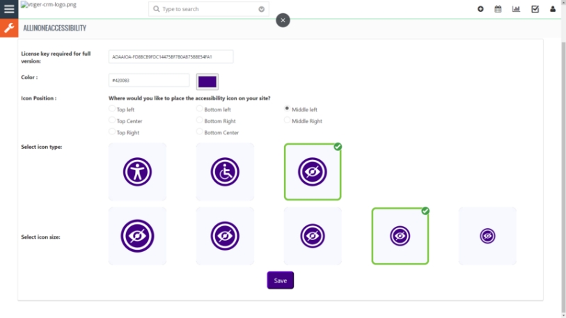 vtiger ada website accessibility