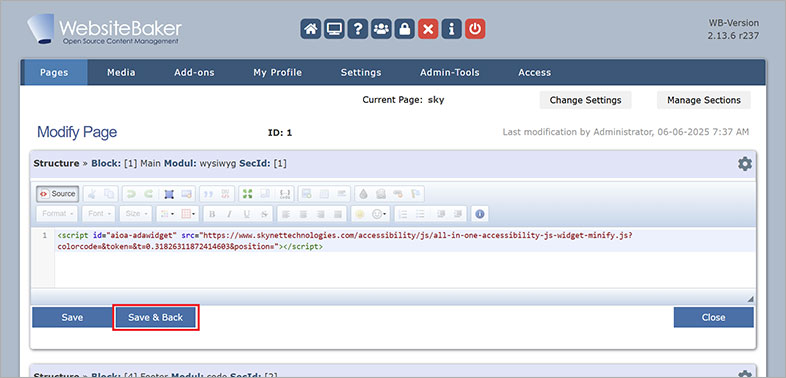websitebaker accessible website design