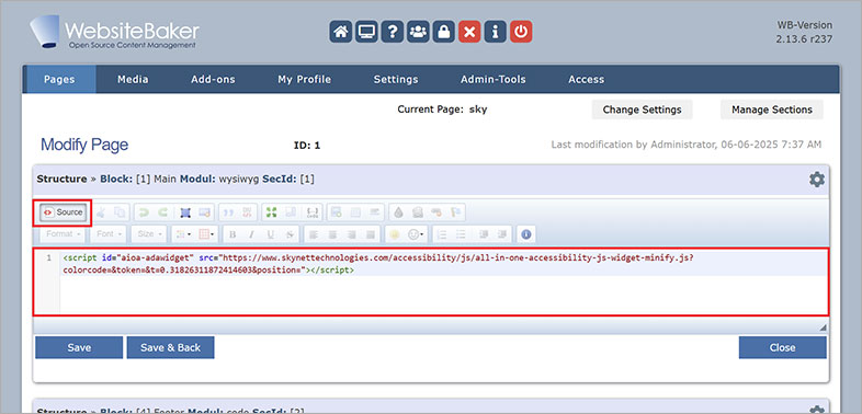 websitebaker all in one accessibility