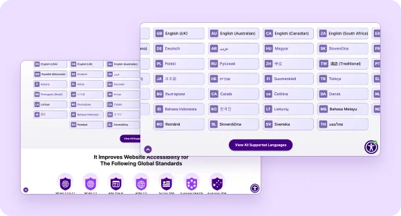 purple screen and background with a purple button, illustrating the content scaling feature