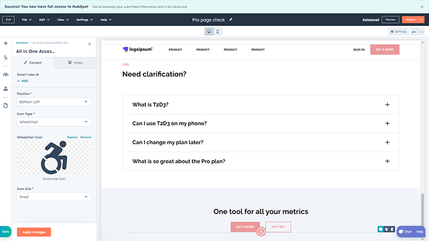 hubspot pro wcag website accessibility
