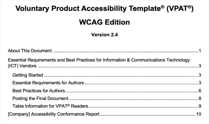 VPAT for 508 Compliance